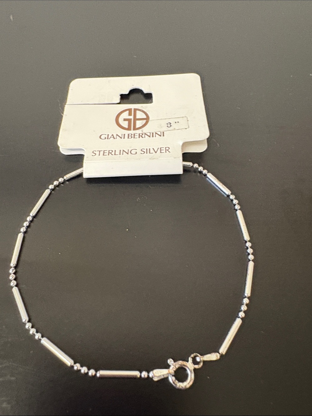 Giani Bernini Sterling Silver Bar Bead 8” Bracelet - New